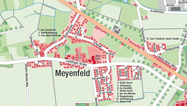 Ortsplan der Stadt Garbsen, Stadtteil Meyenfeld